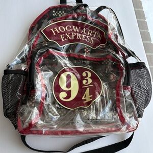Hot Topic Hogwarts Express Clear Backpack - Red and Black